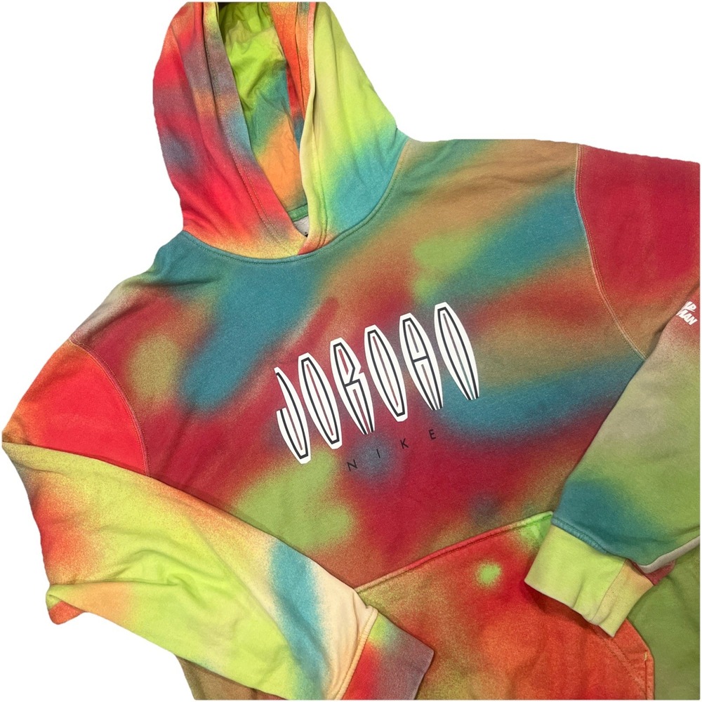 Jordan Men's Small Hoodie Multi-Color Tie Dye Nike Graphic Jumpman Fleece Hoodie